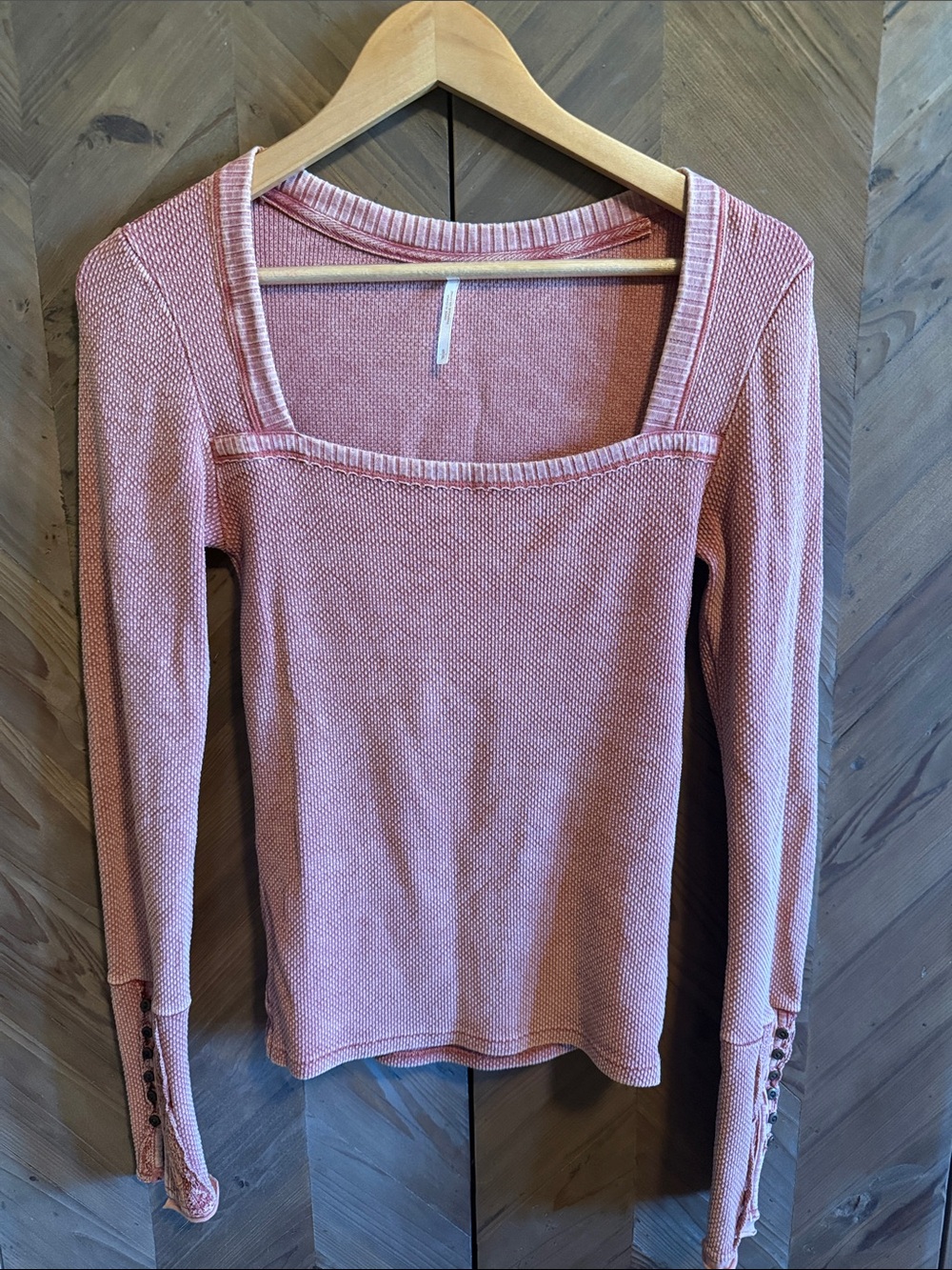 Free People give a little love thermal top. Brick/orange color